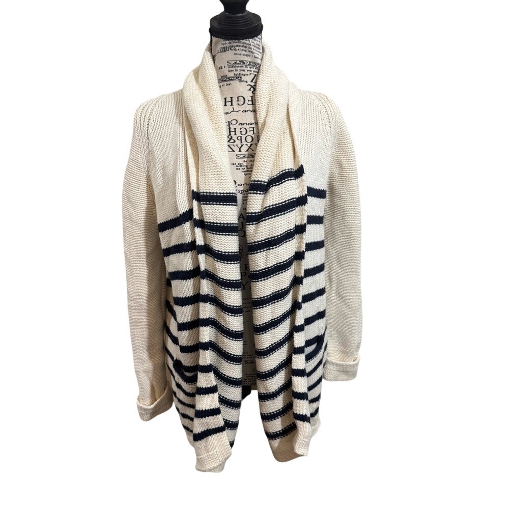 J. Crew‎ Cream and Black Cardigan Sweater with Shawl Collar